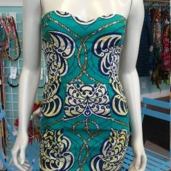Tidal Cool Dresses Ankara Bombshell Mini Dress In Beautiful Wax Block Seashell And Rope Nautical Fabric