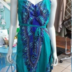 Tidal Cool Dresses Halter Wrap Dress In African Wax Block Cotton