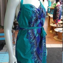 Tidal Cool Dresses Halter Wrap Dress In African Wax Block Cotton