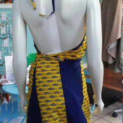 Tidal Cool Dresses Halter Wrap Dress In African Wax Block Cotton