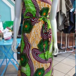 Tidal Cool Halter Wrap Dress In African Wax Block Cotton