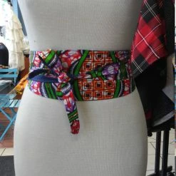 Tidal Cool Reversible Ankara Obi Belt In African Wax Block Vlisco Cotton And Denim
