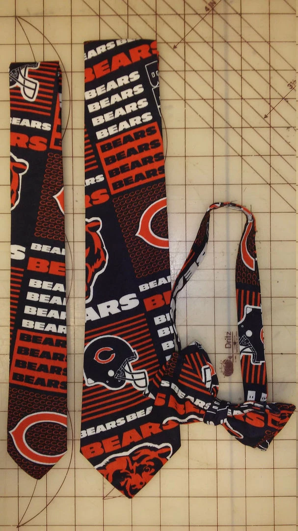 Tidal Cool Chicago Bears NFL Neckties In Bow Tie, Skinny Tie, And Standard Tie Styles, Kids Or Adult Sizes