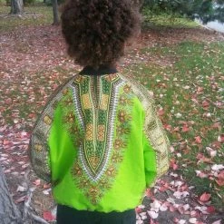Tidal Cool Bomber Jackets Dashiki Reversible Unisex Kids Lime Bomber Jacket Made From Wax Block Cotton