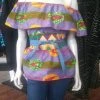 Tidal Cool Ankara Wax Block Flounce Top In GTP African Bird Cotton