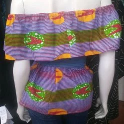 Tidal Cool Ankara Wax Block Flounce Top In GTP African Bird Cotton