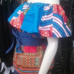 Tidal Cool Ankara Wax Block Flounce Top In African Dashiki Print Cotton