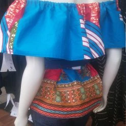 Tidal Cool Ankara Wax Block Flounce Top In African Dashiki Print Cotton
