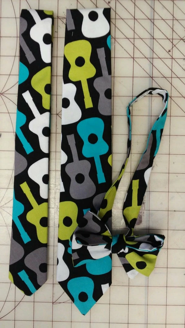 Tidal Cool Neckties, Vests, Pocket Squares And Cummerbunds Multicolored Guitar Face Mask Or Neckties In Bow Tie, Skinny Tie, And Standard Tie Styles, Kids Or Adult Sizes