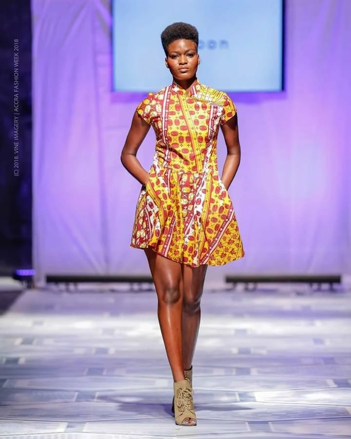 Tidal Cool Ankara Dress With Mandarin Neckline Made From African Wax Block Cotton