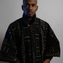 Tidal Cool Long African Mudcloth Cape Bomber Jackets