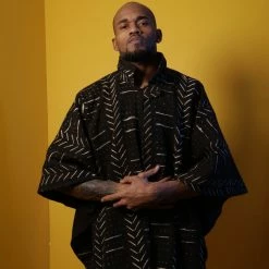 Tidal Cool Long African Mudcloth Cape Bomber Jackets