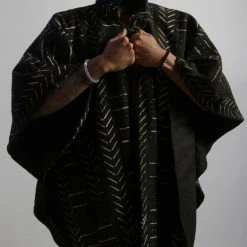 Tidal Cool Long African Mudcloth Cape Bomber Jackets