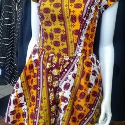 Tidal Cool Ankara Dress With Mandarin Neckline Made From African Wax Block Cotton