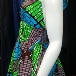 Tidal Cool Flirty Halter Sundress In African Wax Block Cotton