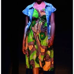 Tidal Cool Halter Wrap Dress In African Wax Block Cotton