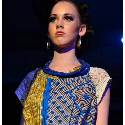 Tidal Cool Vlisco Ankara Dress In African Wax Block Cotton