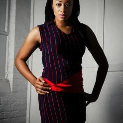 Tidal Cool Sleveless Golf Polo And Skirt In Navy And Red
