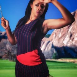Tidal Cool Sleveless Golf Polo And Skirt In Navy And Red