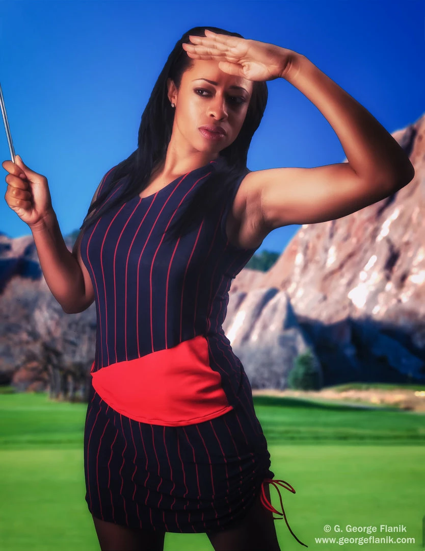 Tidal Cool Sleveless Golf Polo And Skirt In Navy And Red