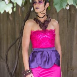 Tidal Cool Dresses Fuchsia Lace And Shantung Fitted Dress