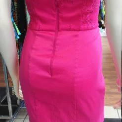 Tidal Cool Dresses Fuchsia Lace And Shantung Fitted Dress