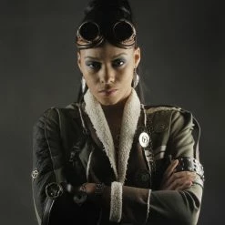 Tidal Cool Short Steampunk Bolero Jacket With Coat Tails And Hardware Bomber Jackets