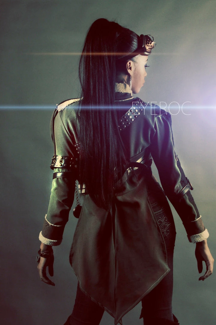 Tidal Cool Short Steampunk Bolero Jacket With Coat Tails And Hardware Bomber Jackets