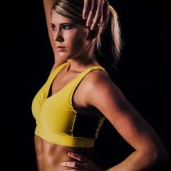 Tidal Cool Tops And Ponchos Sports Bra In Breathable Performance Knit And Side Mesh Detail