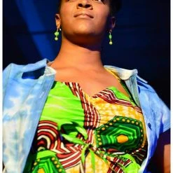 Tidal Cool Hand Dyed Indigo Denim Safari Top With Front Pockets And Short Sleeves