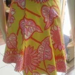 Tidal Cool A-Line Canvas Wrap Skirt In Pink And Yellow Floral Henna Art And Decor