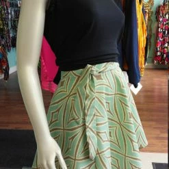 Tidal Cool A-Line Canvas Wrap Skirt Turquoise And Gray Henna Art And Decor