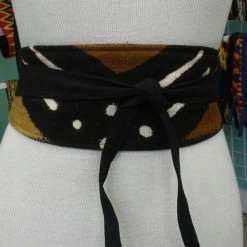 Tidal Cool Reversible Mudcloth And Denim Obi Belt