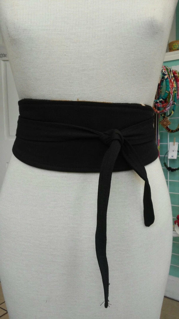 Tidal Cool Reversible Mudcloth And Denim Obi Belt