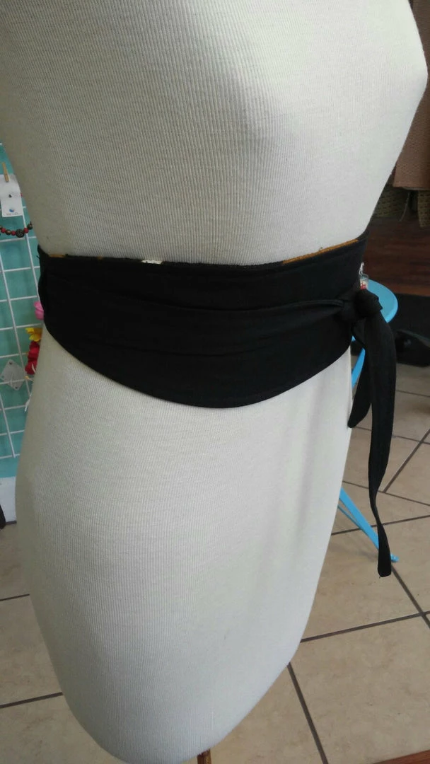 Tidal Cool Reversible Mudcloth And Denim Obi Belt