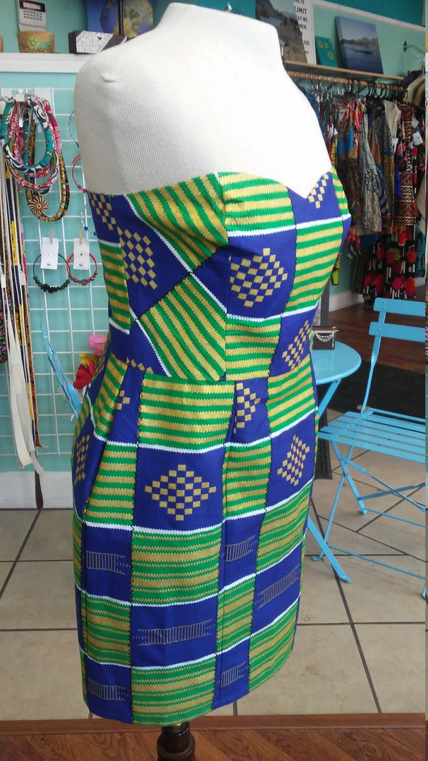 Tidal Cool Ankara Bombshell Mini Dress In Beautiful African Cotton