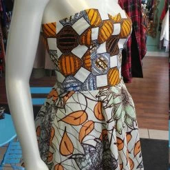 Tidal Cool Vlisco Ankara Bombshell Mini Dress In African Wax Block Cotton