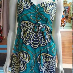 Tidal Cool Dresses Halter Wrap Dress In African Wax Block Cotton