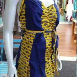 Tidal Cool Dresses Halter Wrap Dress In African Wax Block Cotton