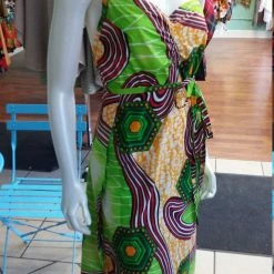 Tidal Cool Halter Wrap Dress In African Wax Block Cotton
