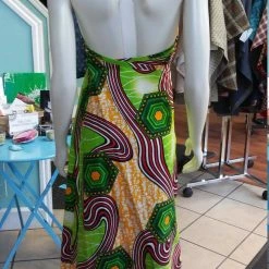 Tidal Cool Halter Wrap Dress In African Wax Block Cotton