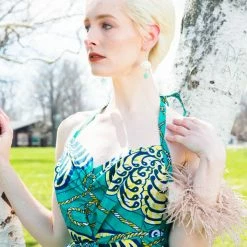 Tidal Cool Dresses Halter Wrap Dress In African Wax Block Cotton