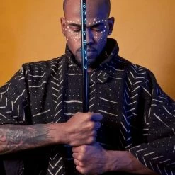 Tidal Cool Long African Mudcloth Cape Bomber Jackets