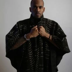 Tidal Cool Long African Mudcloth Cape Bomber Jackets