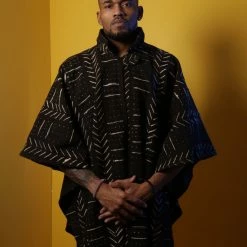 Tidal Cool Long African Mudcloth Cape Bomber Jackets