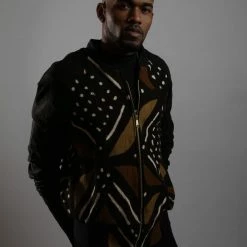 Tidal Cool African Mud Cloth Reversible Unisex Bomber Jacket Bomber Jackets