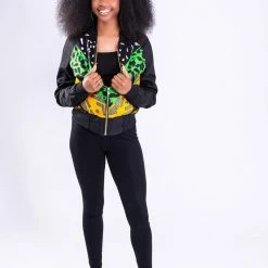 Tidal Cool Wax Block African Print Bomber Jacket
