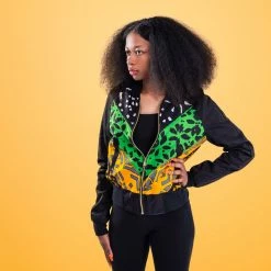 Tidal Cool Wax Block African Print Bomber Jacket