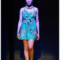 Tidal Cool Dresses Halter Wrap Dress In African Wax Block Cotton