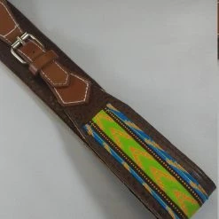 Tidal Cool Vegan Leather And Ankara Belt With Adjustable Buckle Closure